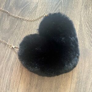 Fuzzy heart shaped purse